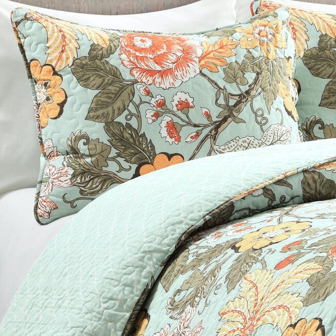 Lush Décor Sydney Quilt Black/Blue 3Pc Set, , alternate image number null