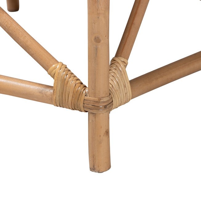 Patsy Modern Bohemian White Fabric And Natural Brown Rattan Armchair, , alternate image number 5