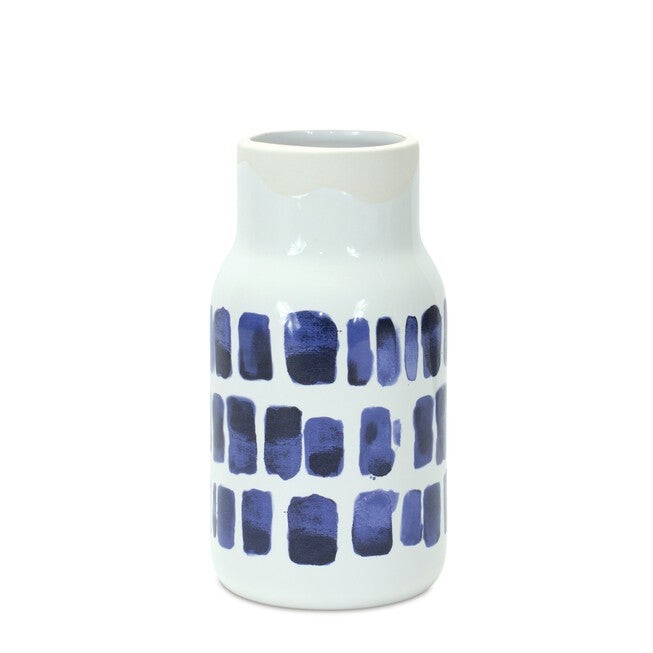 Vase (Set of 2) 4.25 inchesD x 8 inchesH, 4.25 inchesD x 10 inchesH Ceramic, BLUE/WHITE, alternate image number 2