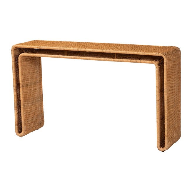 bali & pari Nevada Bohemian Light Honey Rattan Console Table, LIGHT HONEY, alternate image number null
