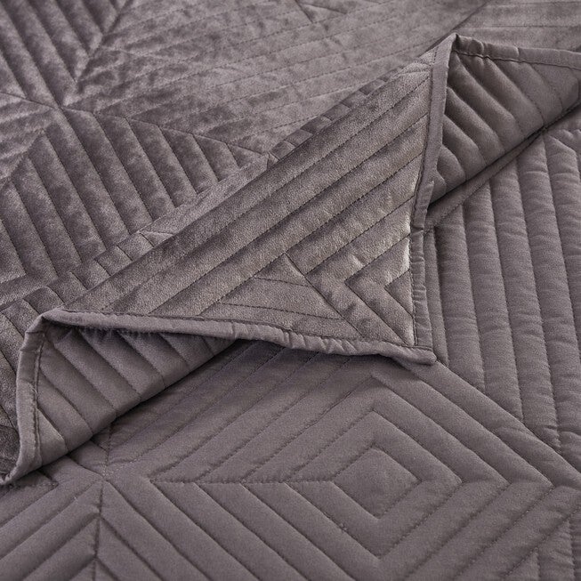 Riviera Velvet Storm Gray Throw Blanket, , alternate image number null