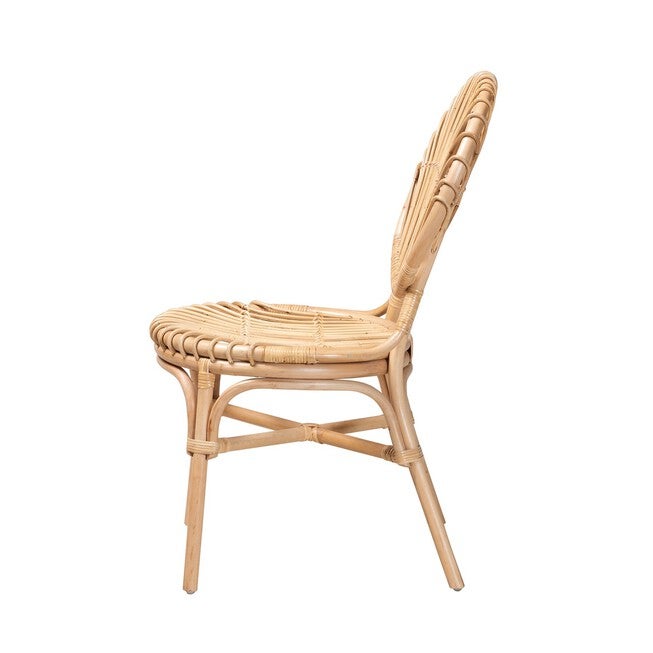 Iris Modern Bohemian Natural Brown Rattan Dining Chair, , alternate image number null