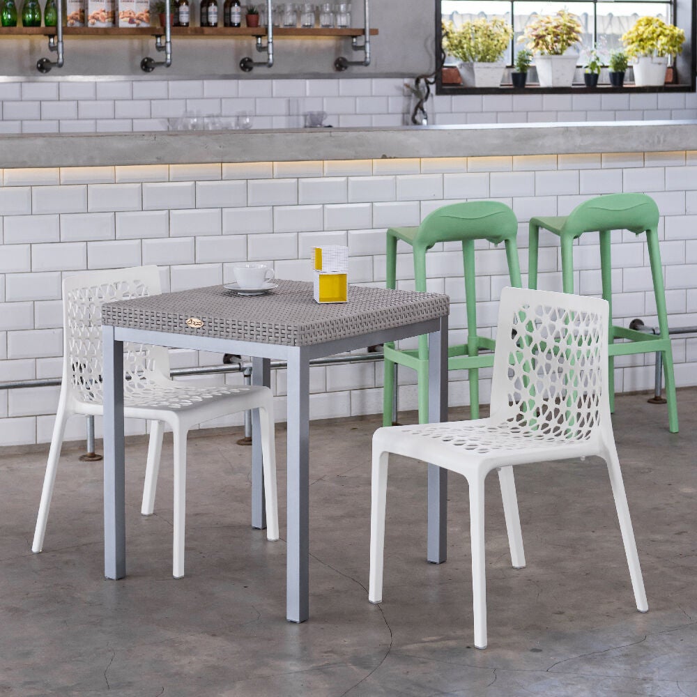 Set of 4 Milan Stackable Outdoor Dining Chairs, RED, alternate image number 5