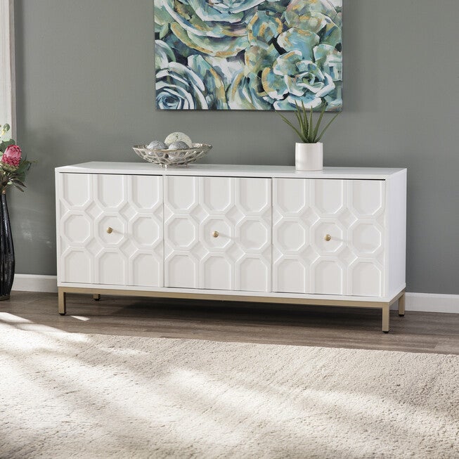 Gramdlynn Antique White Three-Door Accent Cabinet, WHITE, hi-res image number 0