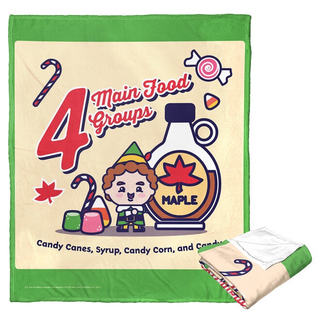 Wb Elf 4 Main Food Groups Cartoon Silk Touch Throw Blanket, O, hi-res image number 0