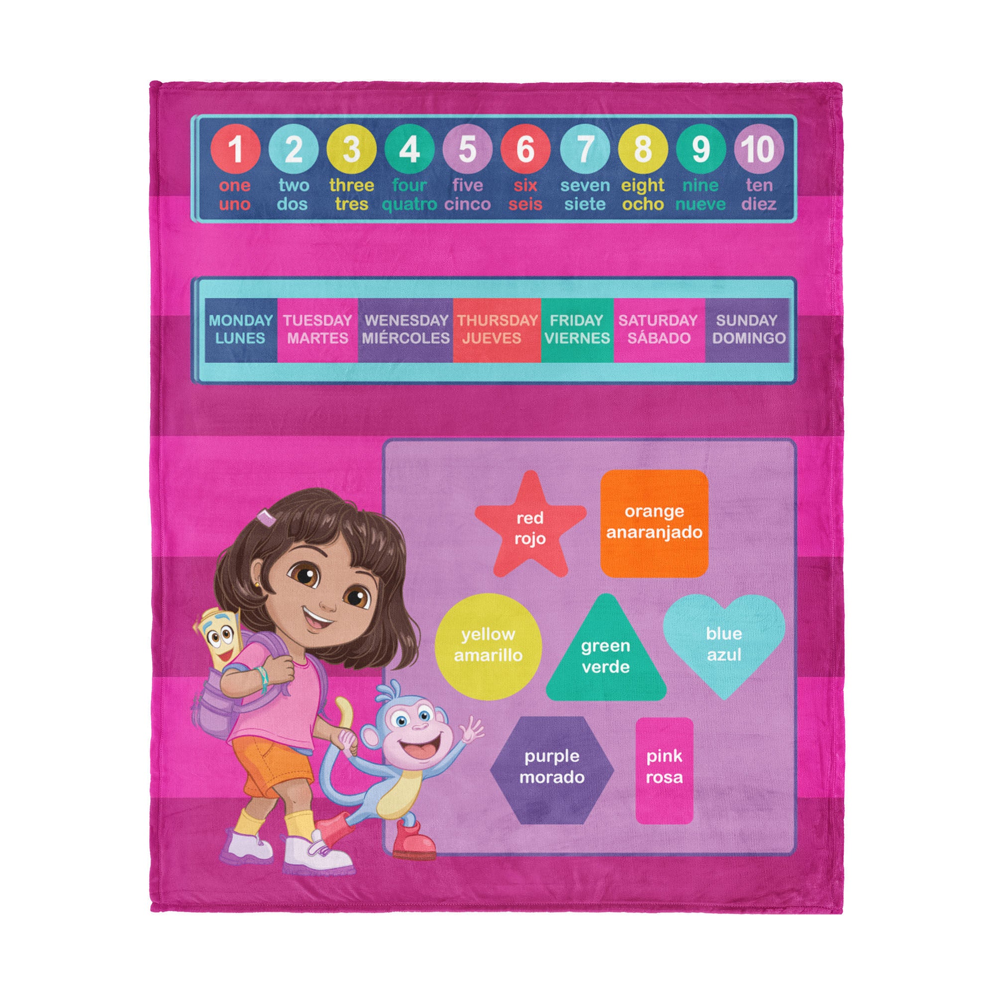 NickeoldeonSilk Touch Throw Blanket 60x80 inches, DORA THE EXPLORER, hi-res image number 0