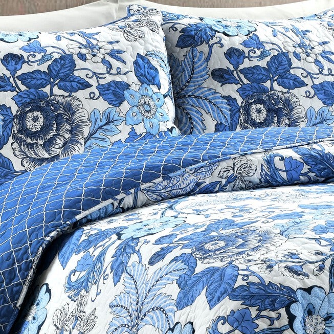 Lush Décor Sydney Quilt Black/Blue 3Pc Set, , alternate image number null