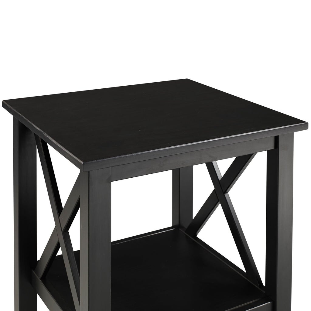 Dawes end table showing top and shelf from side angle