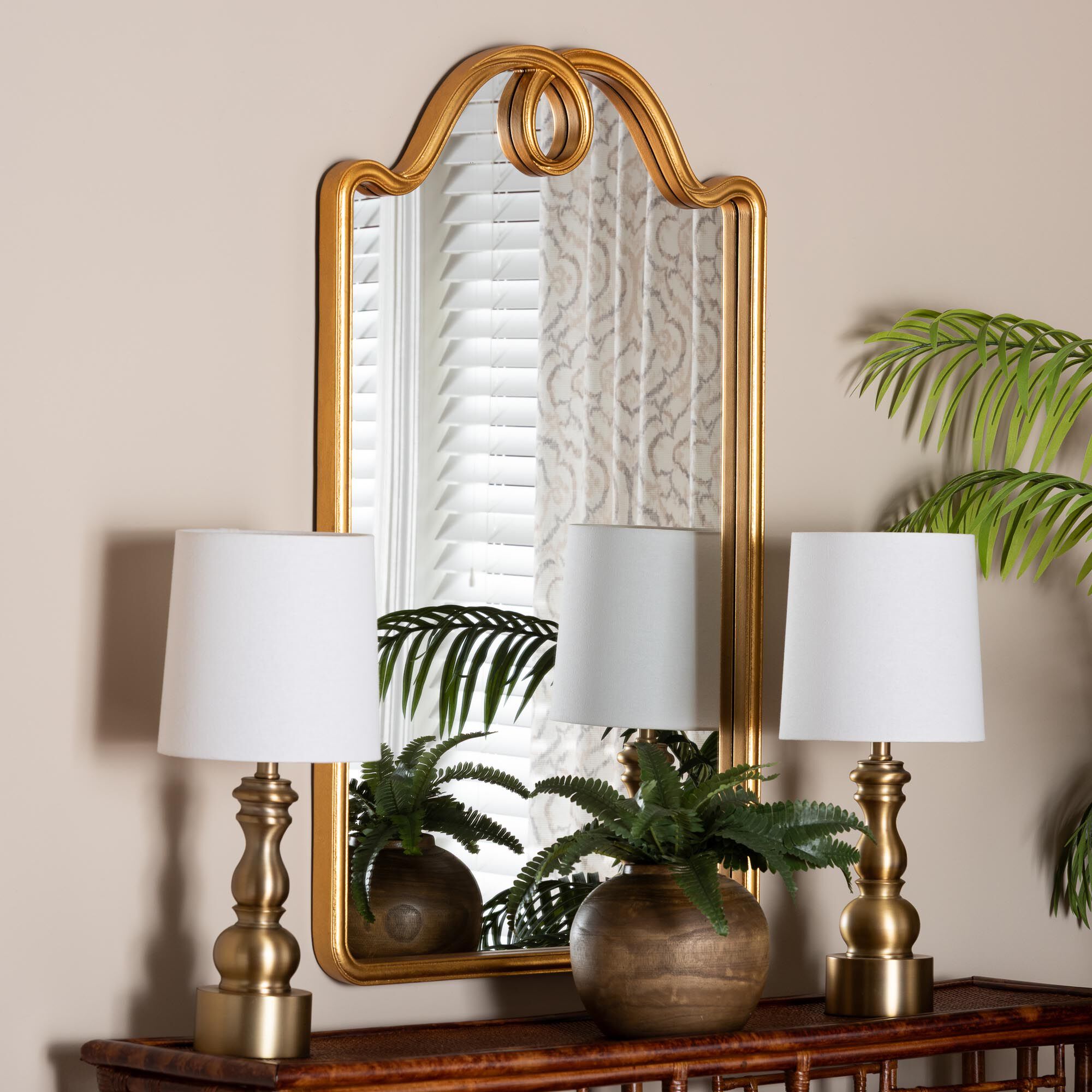 Elian Gold Wall Mirror, GOLD, hi-res image number 0