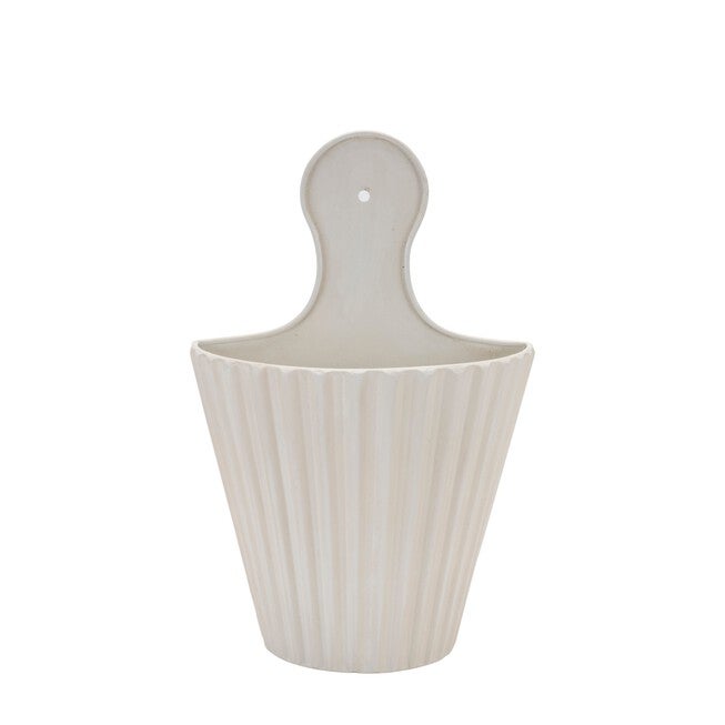 Ribbed Metal Wall Pocket (Set of 2), WHITE, alternate image number null