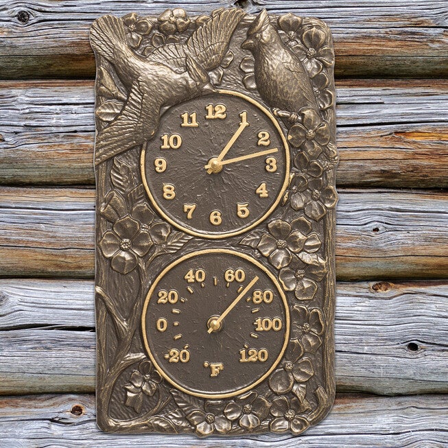 Cardinal Combo Clock And Thermometer, FRENCH BRONZE, hi-res image number 0