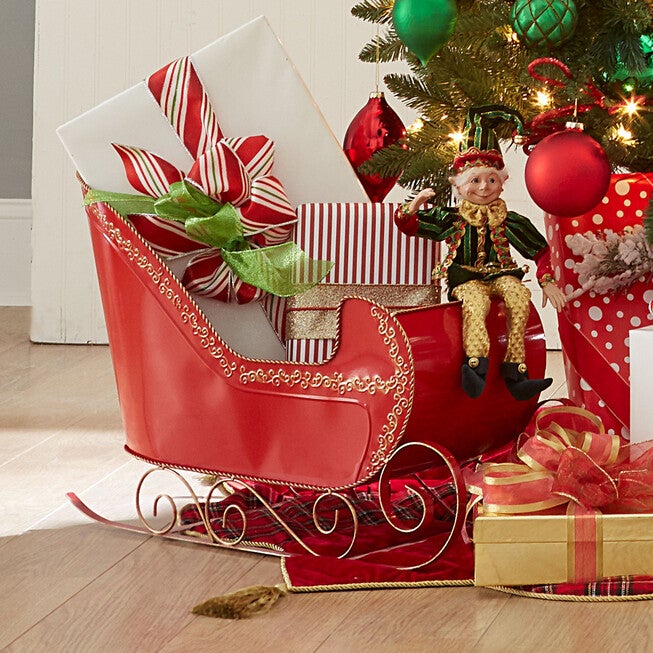 Red Metal Sleigh, RED, hi-res image number 0