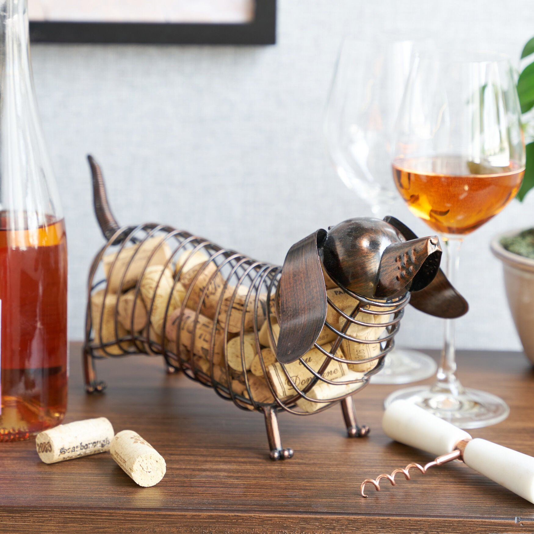 Woof Dachshund Cork Holder By True, , on-hover image number 1