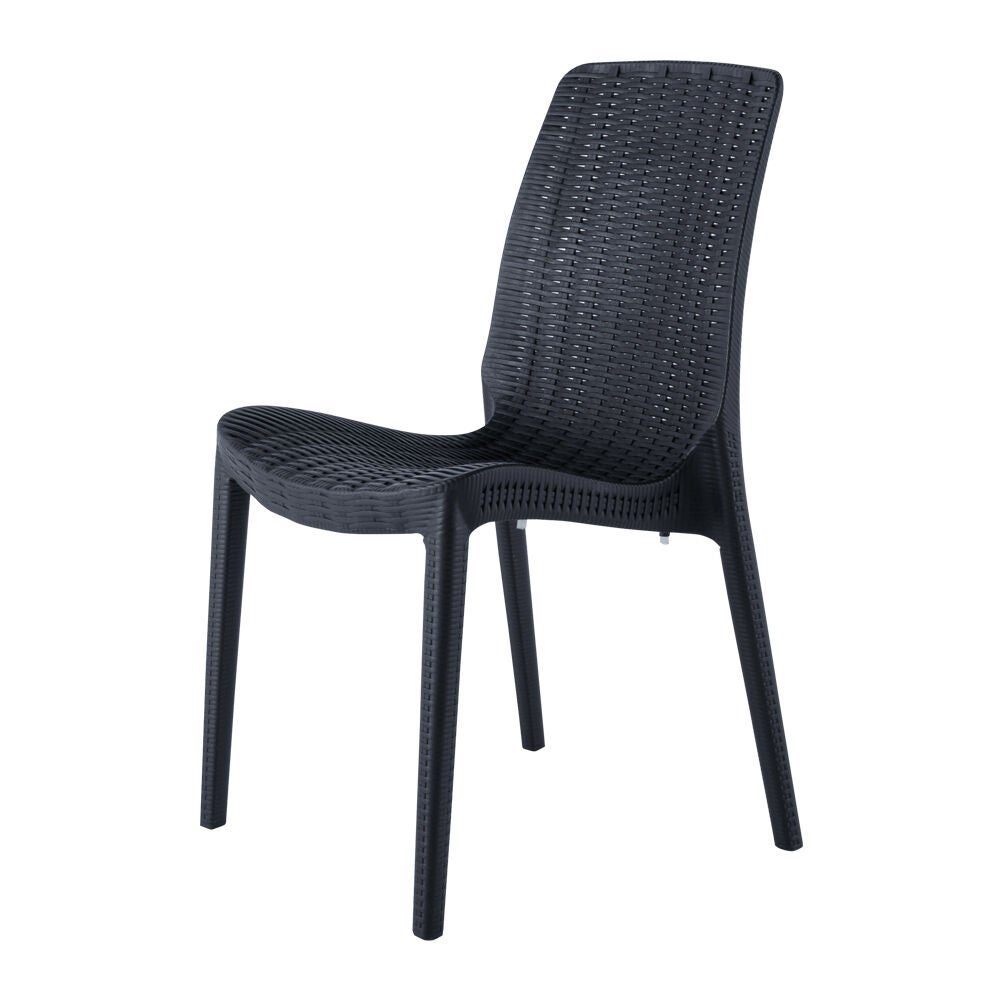 Set of 4 Rue Stackable Outdoor Dining Chairs, BLACK, on-hover image number 1