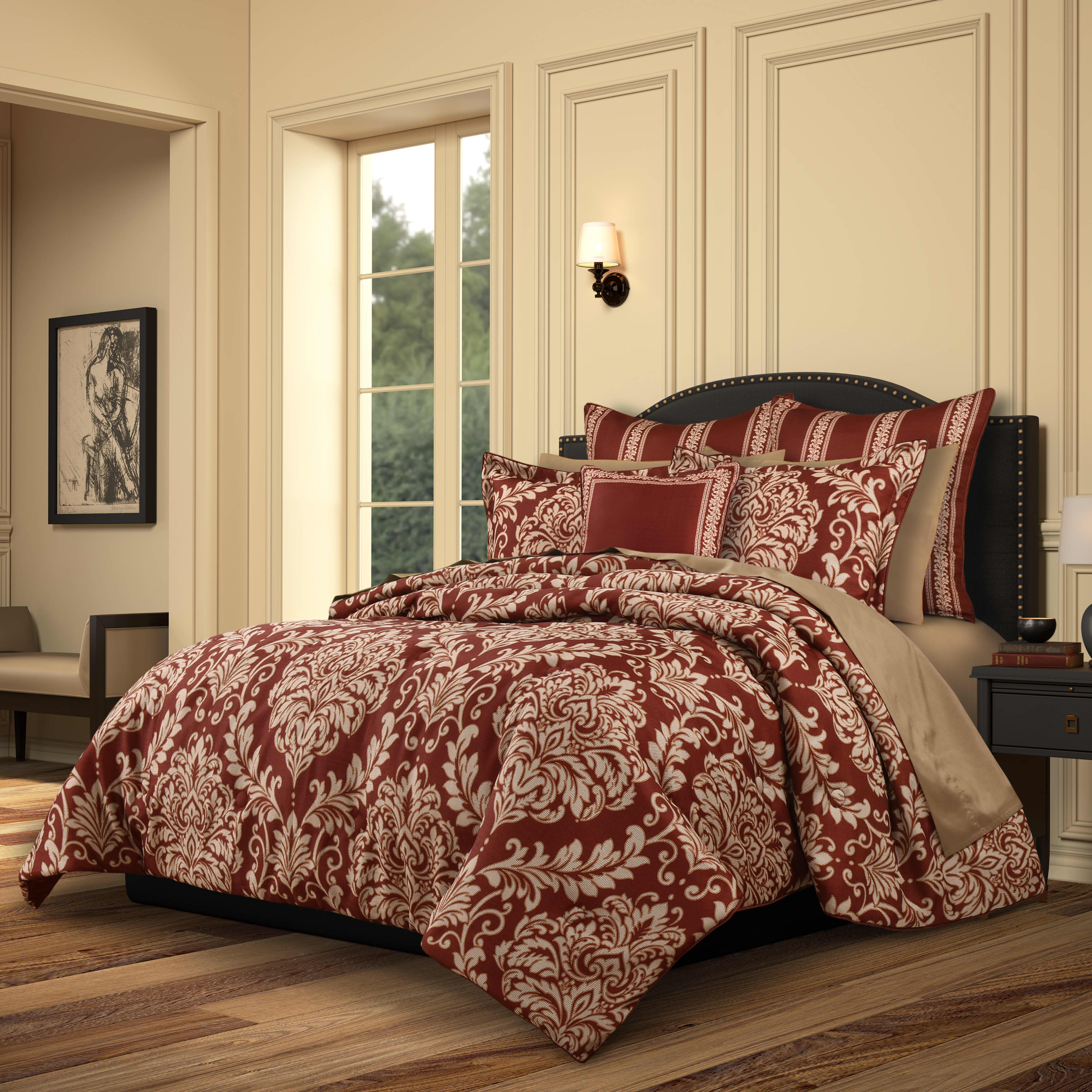 Lazia 3 Piece Comforter Set, RED, alternate image number 1