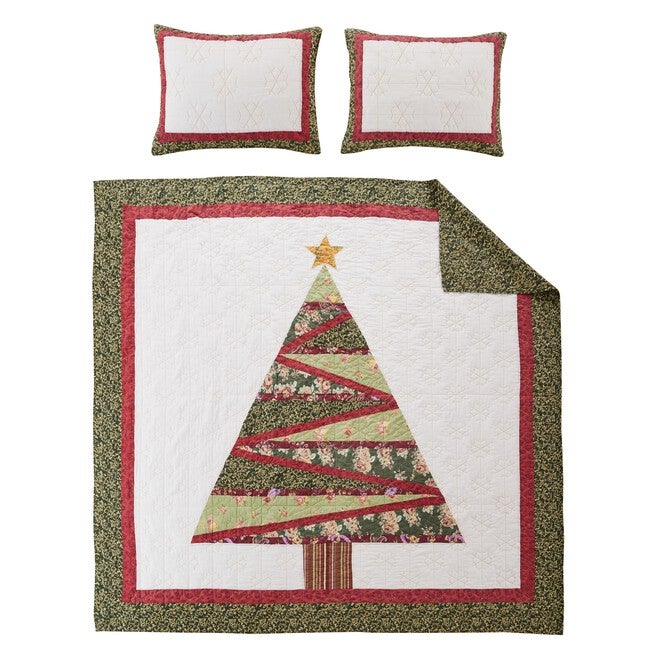 Christmas Tree Patchwork Holiday Quilt Set, Holiday, 3-Piece Full/Queen, HOLIDAY, alternate image number null