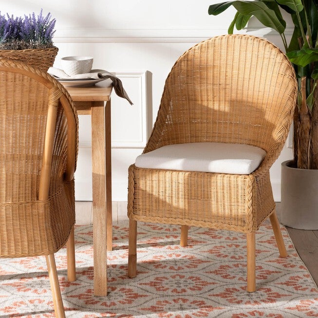 Camelia Bohemian Light Honey Rattan Dining Chair, LIGHT, hi-res image number 0