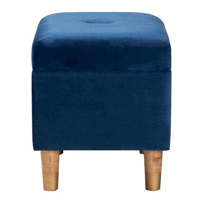 Baxton Studio Elias Modern Navy Blue Velvet Fabric Storage Ottoman, NAVY BLUE, alternate image number null