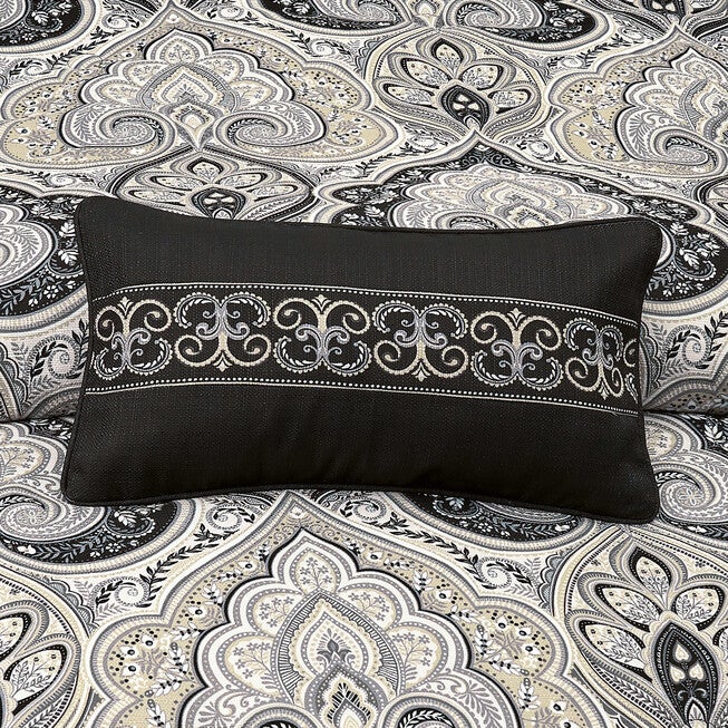 Messina Boudoir Decorative Throw Pillow, BLACK, alternate image number 1