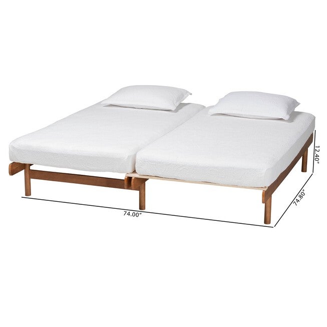 Bolivia Mid-Century Modern Walnut Brown Wood Expandable Twin To King Bed Frame, , alternate image number null