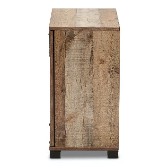 Cyrille Farmhouse Rustic Wood 2-Door Shoe Cabinet Furniture, , alternate image number null