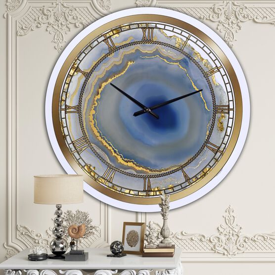 Golden Water Agate Oversized Fashion Wall Clock, GOLD, hi-res image number null