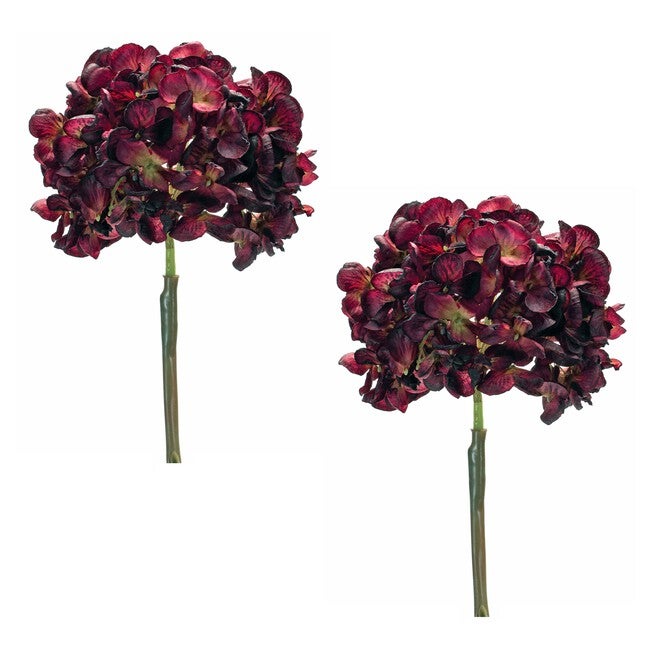 Hydrangea Stem (Set of 2) 23 inchesH Polyester, RED/BROWN, alternate image number 2