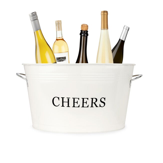Cheers Galvanized Metal Tub, WHITE, hi-res image number null