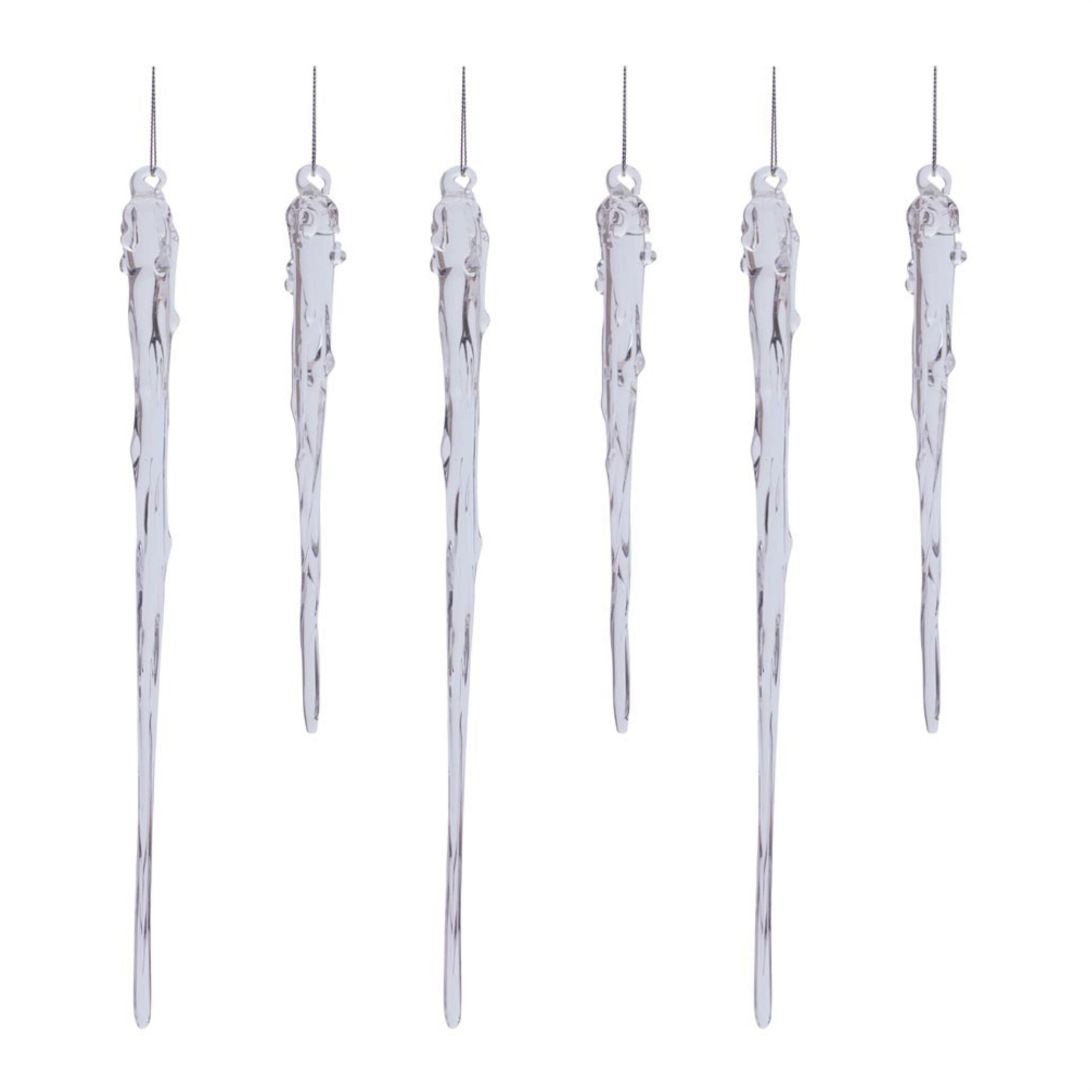 Glass Dripping Icicle Ornament (Set of 6), CLEAR, alternate image number 4
