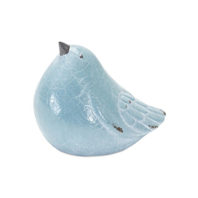 Cracked Terra Cotta Bird Figurine with Distressed Finish (Set of 4), BLUE GREY, alternate image number 3