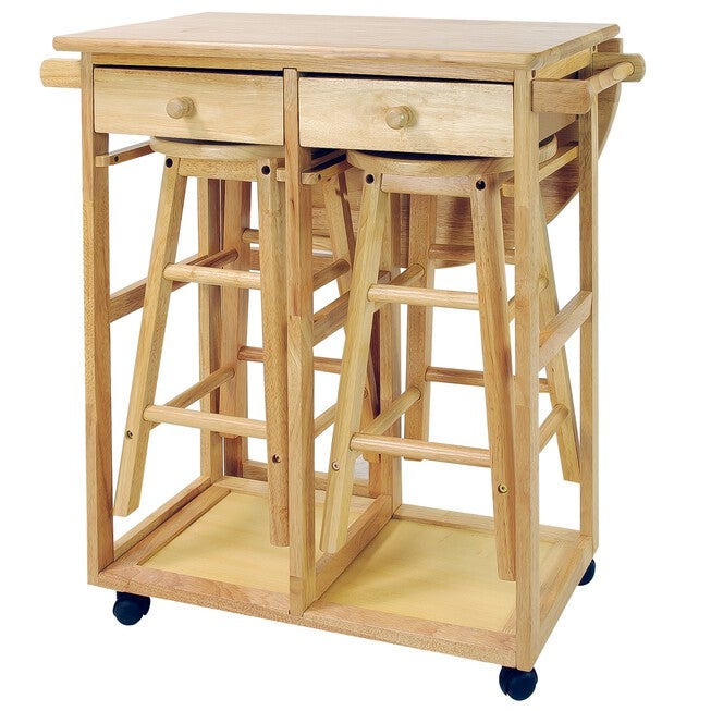Breakfast Cart with Drop-Leaf Table-Natural, , alternate image number 4