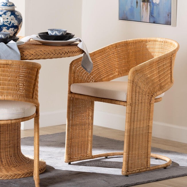 bali & pari Palm Bohemian Light Honey Rattan Dining Chair, LIGHT HONEY, hi-res image number null