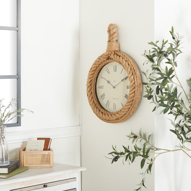 Beige Coastal Wood Wall Clock, , alternate image number 8