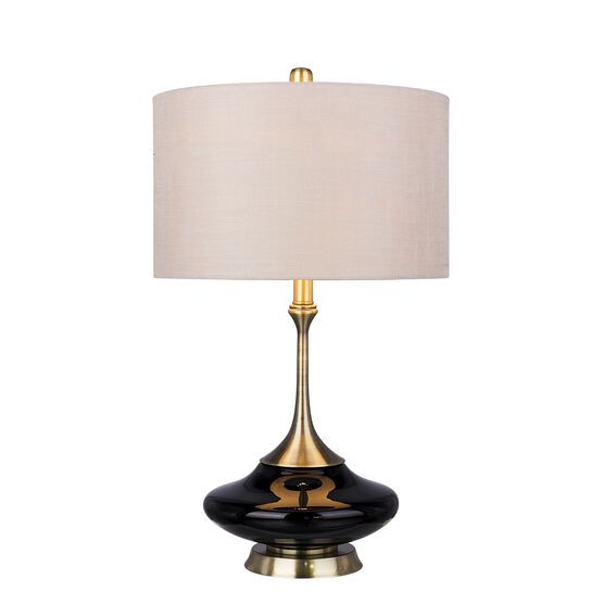26.5" Black & Antique Brass Glass Table Lamp, , on-hover image number null