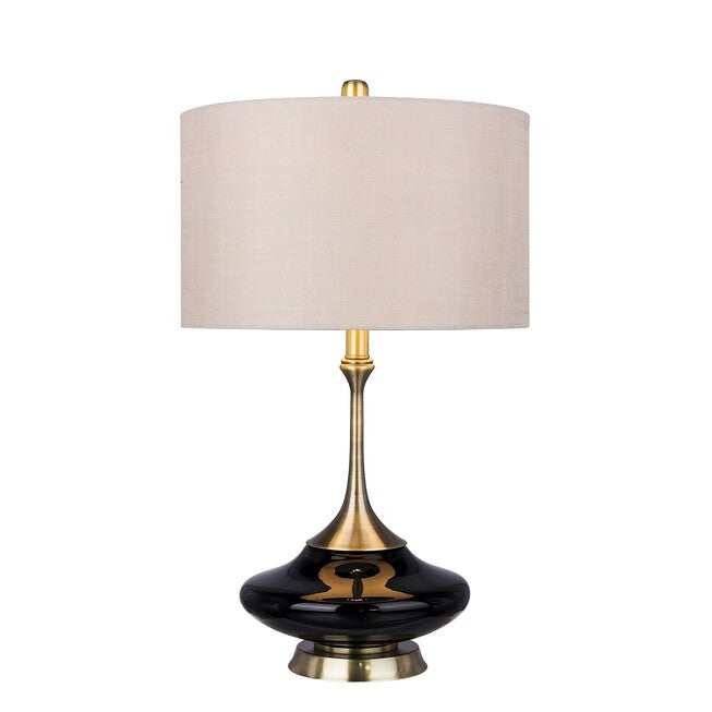 26.5 inches Black & Antique Brass Glass Table Lamp, , on-hover image number 1