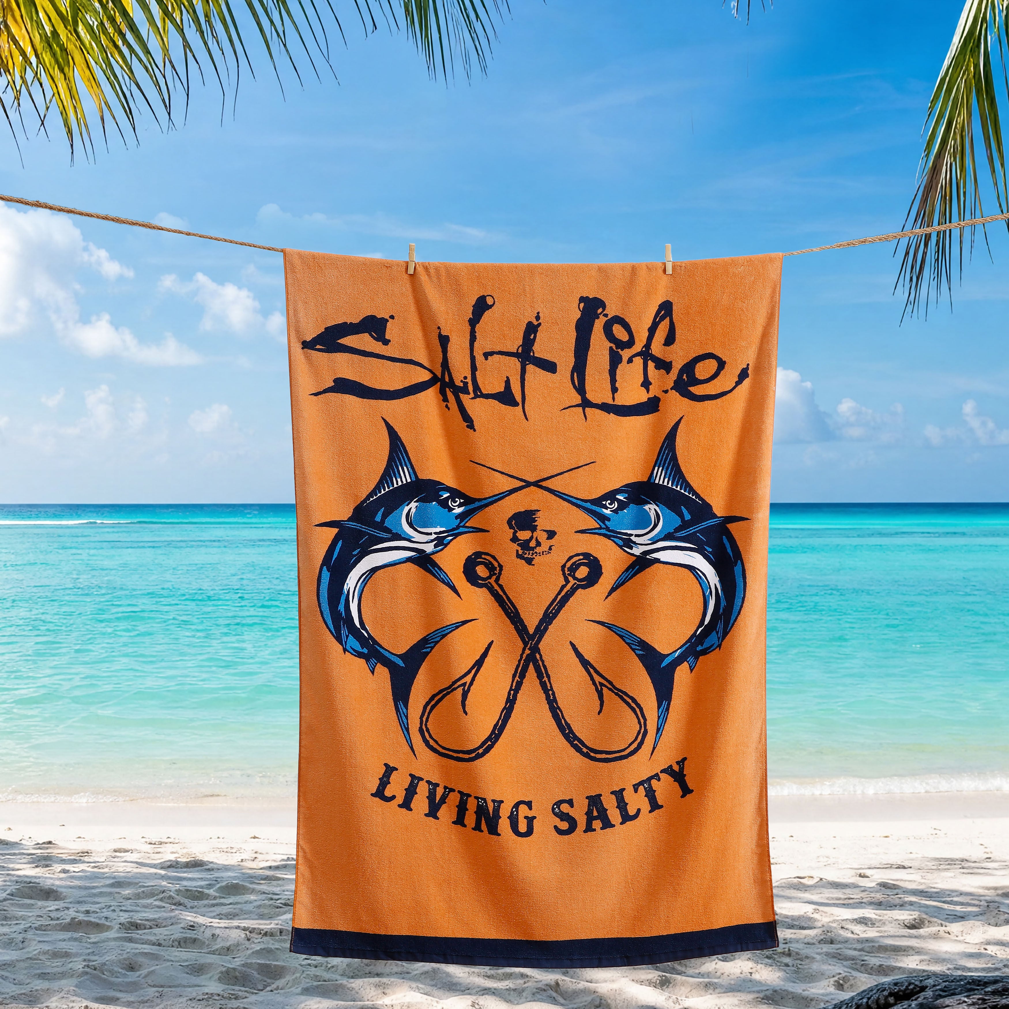 Crossed Bills Beach Towel, ORANGE, alternate image number 1