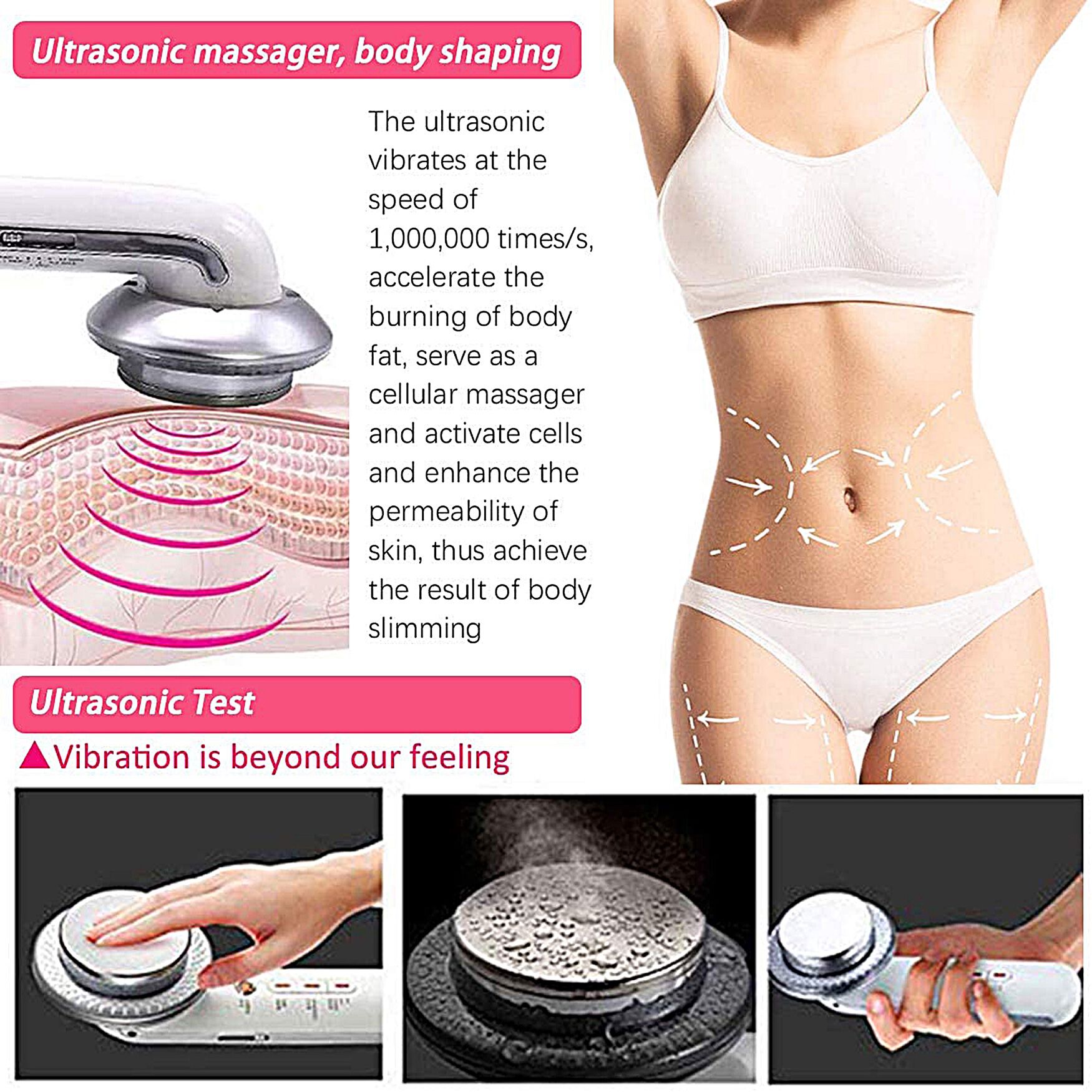 Ultrasonique 3 In 1 Cavitation Slimming Device W/ Conductive Gel Beauty Tools, , on-hover image number 1