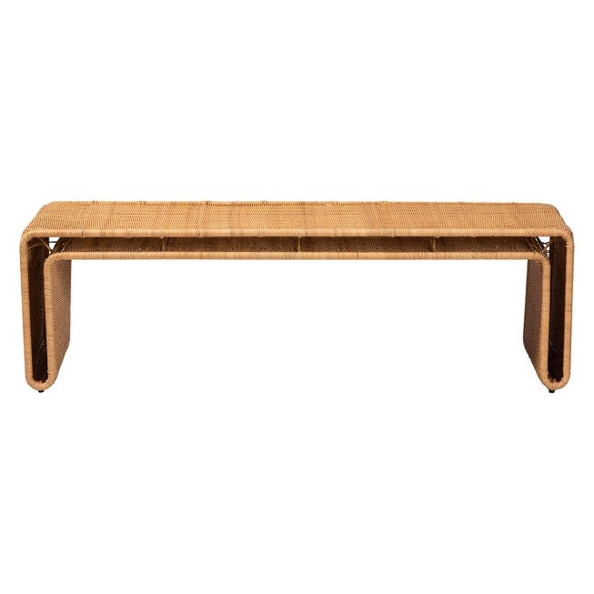 bali & pari Nevada Bohemian Light Honey Rattan Accent Bench, LIGHT HONEY, alternate image number null