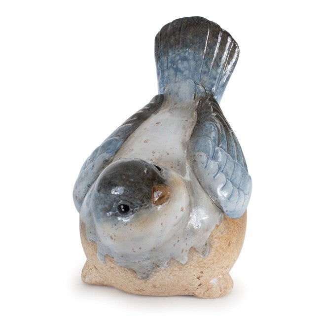 Ceramic Bird Figurines with Unglazed Accents (Set of 3), BLUE BEIGE, alternate image number null
