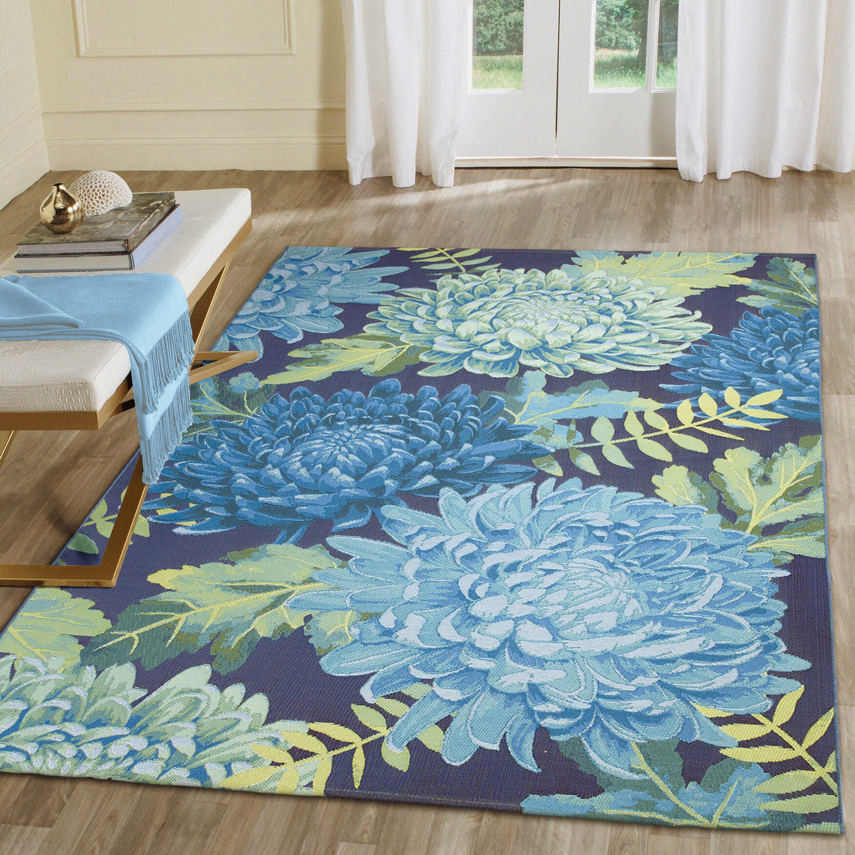 Liora Manne Marina Mum Indoor/Outdoor Area Rug Blue 7 feet 10 inches x 9 feet 10 inches, , alternate image number 4