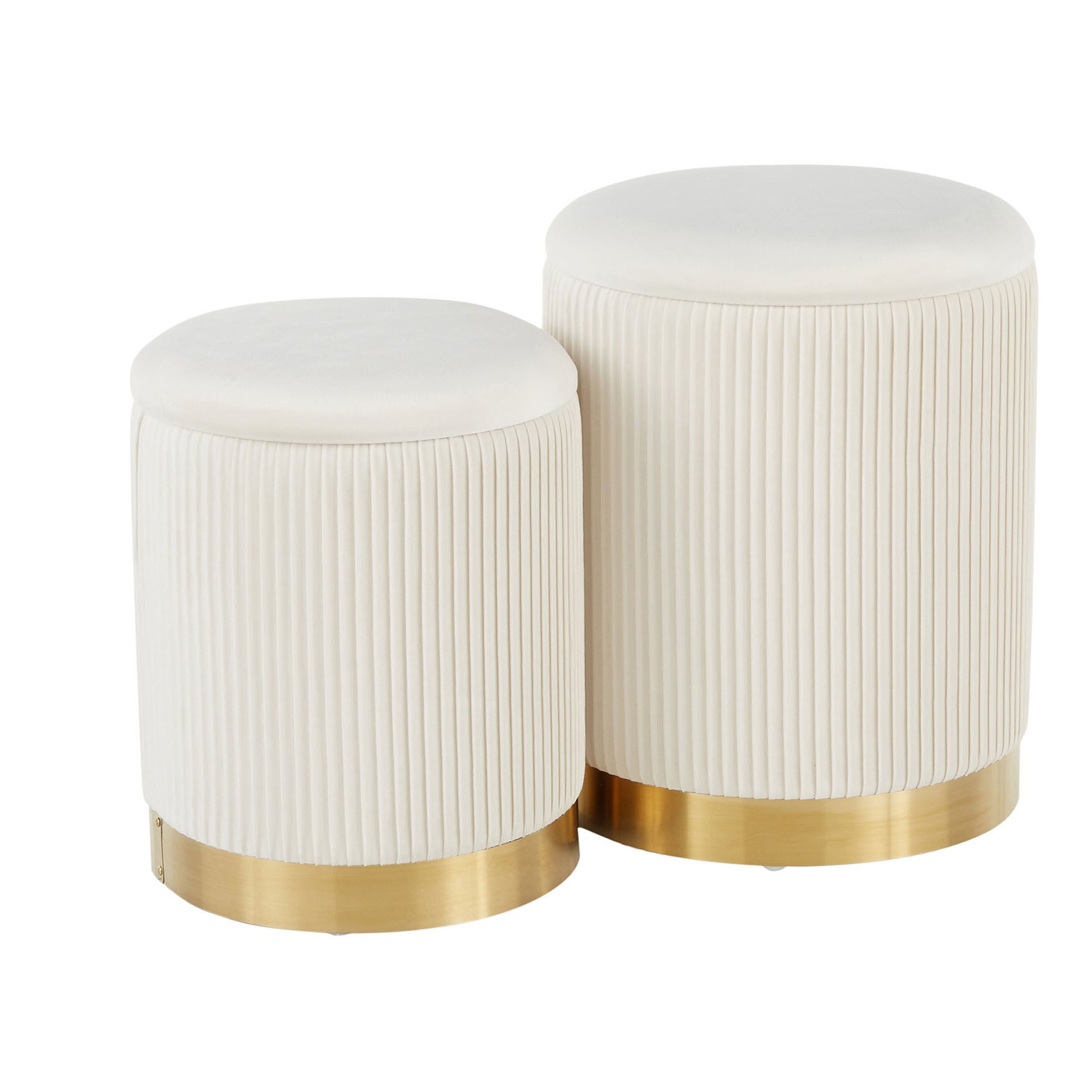 Marla Nesting Pleated Ottoman Set, GOLD CREAM, hi-res image number 0