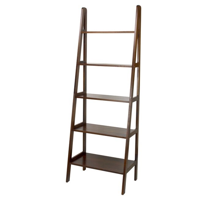 5-Shelf Ladder Bookcase-Warm Brown, , alternate image number 2