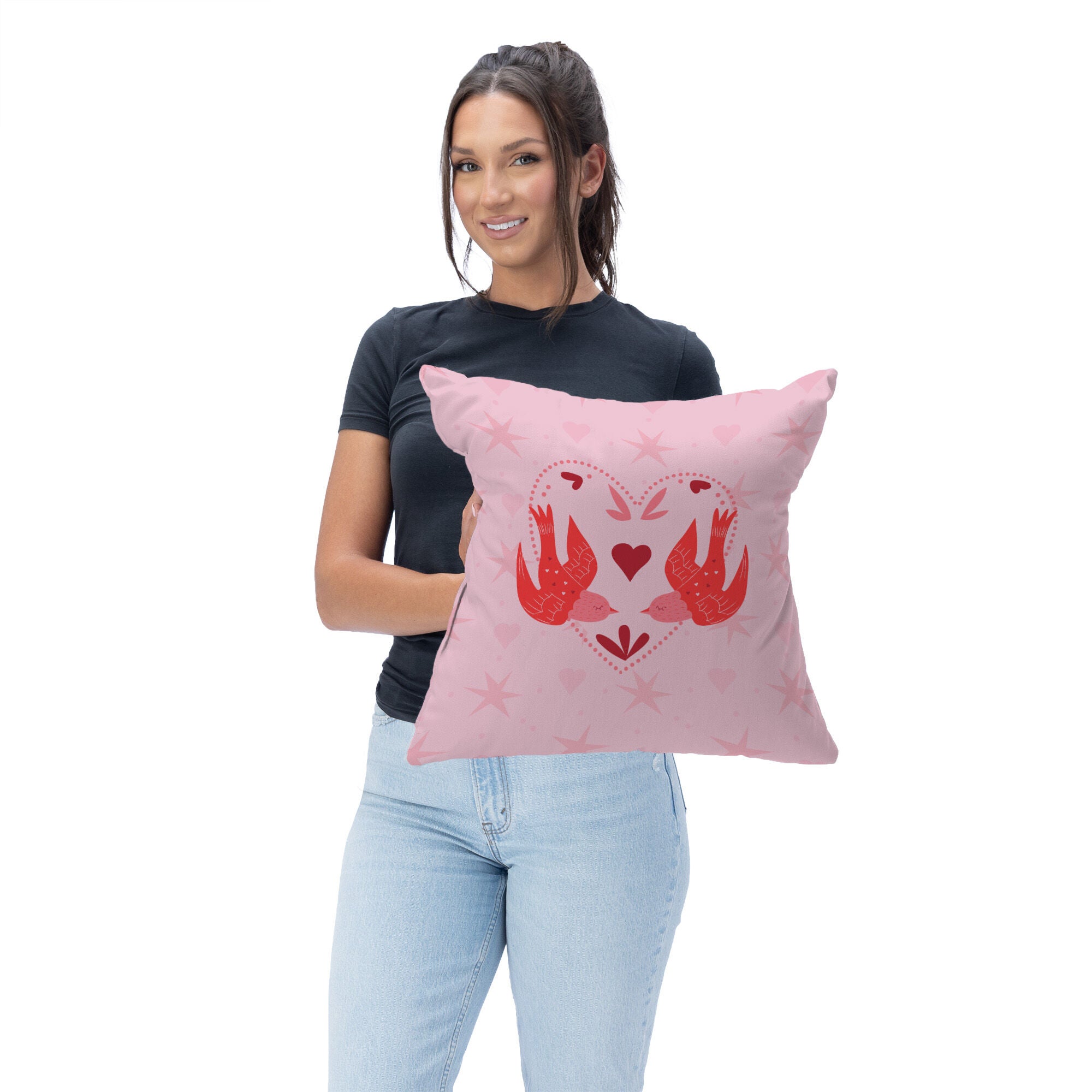 Valentine's Day Flying Birds Throw Pillow 18X18 Inches, FLYING BIRDS, on-hover image number 1