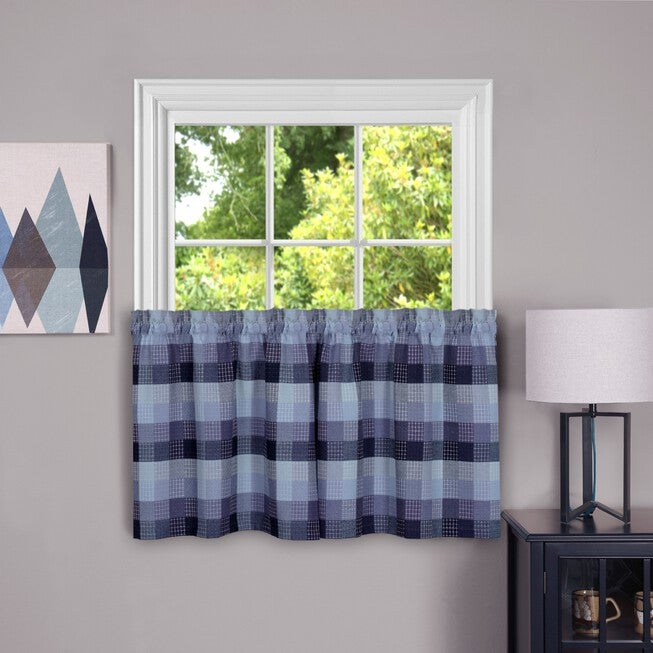Harvard Window Curtain Tier Pair, BLUE, hi-res image number null