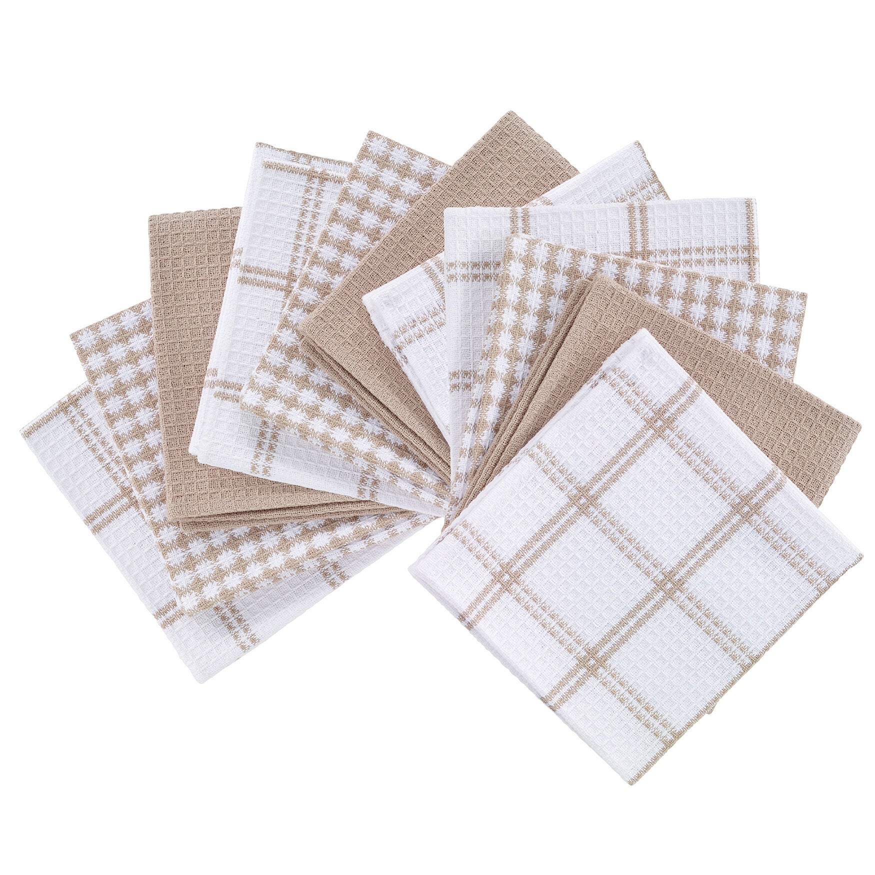 Coordinating Flat Waffle Weave Dish Cloths, Set Of 12 Dish Cloth, SAND, hi-res image number 0