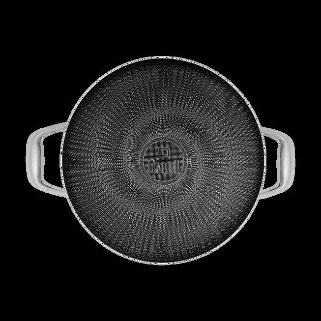 LIVWELL DiamondClad™ 5 Quart Hybrid Nonstick Stainless Steel Saute Pan and Lid, Dishwasher Safe, PFOA-free – Silver/Black, SILVER, alternate image number null