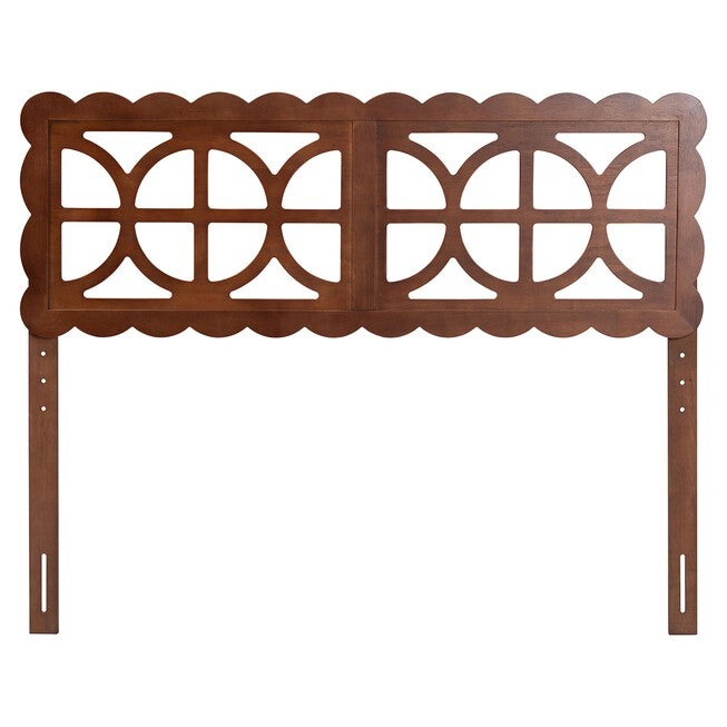 Nansen Wood Headboard with Scalloped Frame, Queen, Walnut, BROWN, alternate image number 2