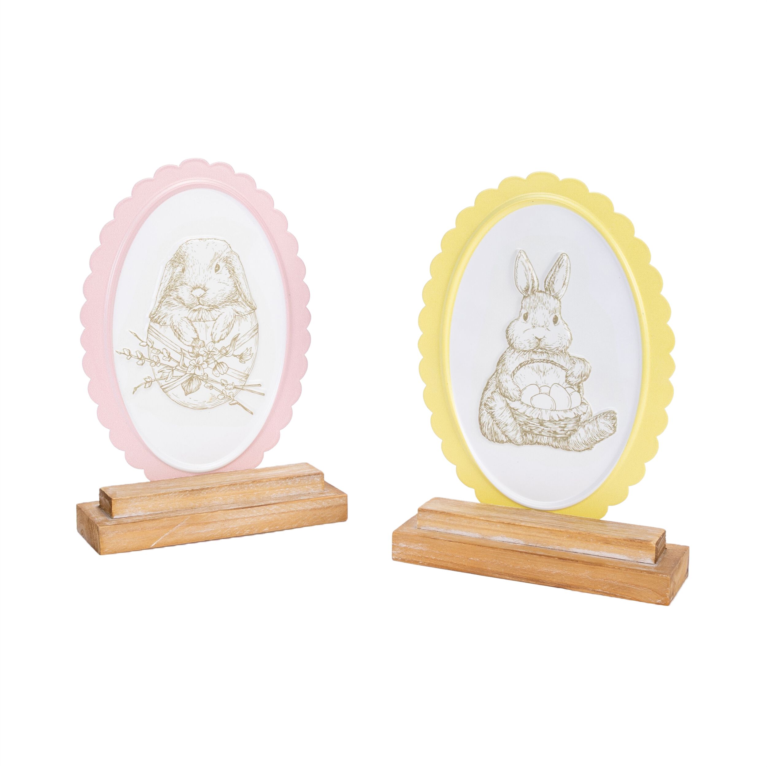 Bunny Embossed Tabletop D&eacute;cor &ndash; Set of 2, WHITE, alternate image number 4
