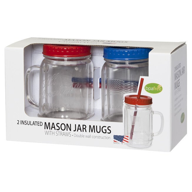 Creative Ware Set of Clear Mason Jar Mugs, CLEAR, hi-res image number null