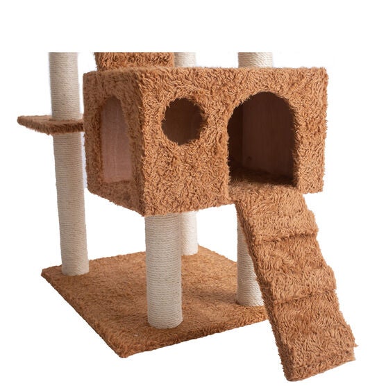 Multi-Level 74" Real Wood Cat Tree Furniture With Sratchhing Posts, , alternate image number null